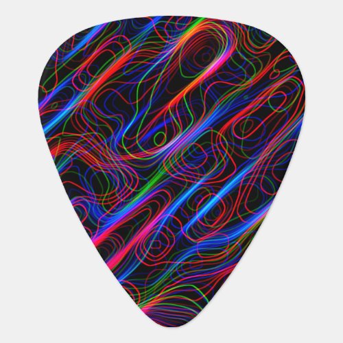 VERY COOL Neon Multicolored Curved Lines Guitar Pick