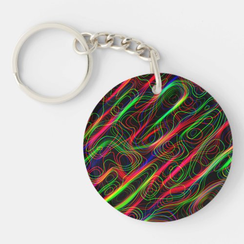 VERY COOL Neon Multicolored Curved Lines Keychain