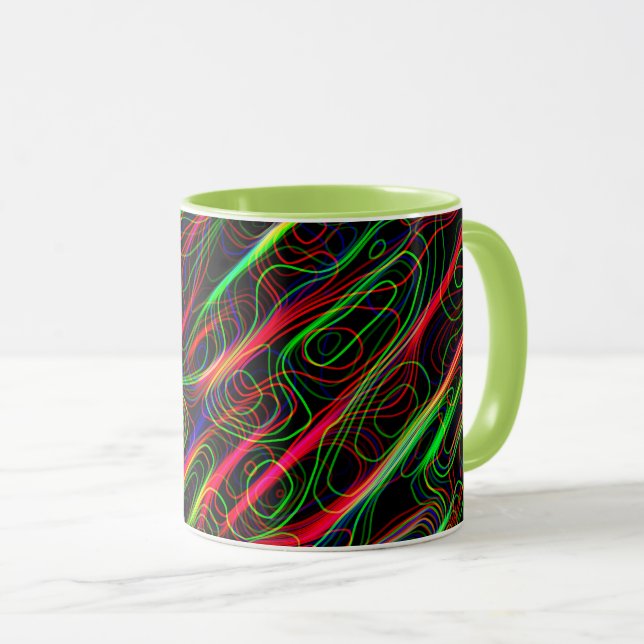 VERY COOL Neon Multicolored Curved Lines Mug (Front Right)