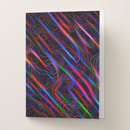VERY COOL Neon Multicolored Curved Lines Pocket Folder
