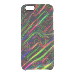 VERY COOL Neon Multicolored Curved Lines Clear iPhone 6/6S Case