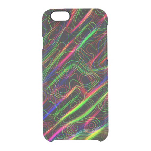VERY COOL Neon Multicolored Curved Lines Clear iPhone 66S Case