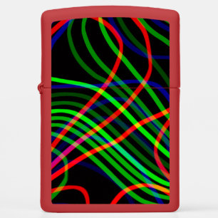 VERY COOL Neon Multicolored Curved Lines Zippo Lighter