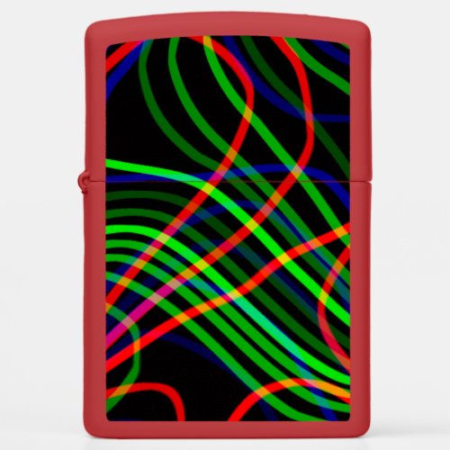 VERY COOL Neon Multicolored Curved Lines   Zippo Lighter