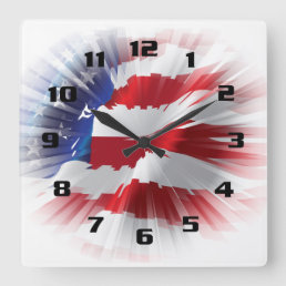 Very Cool Patriotic American Flag Square Wall Clock