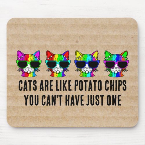 Very Cool Rainbow Cats with Sunglass Pattern  Mouse Pad