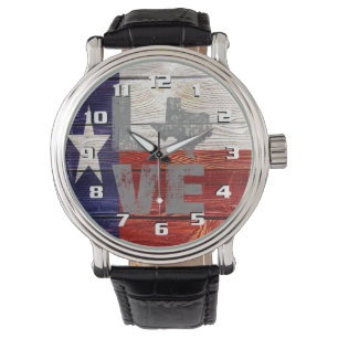 Very Cool Rustic Texas Flag Patriotic Love Texas Watch