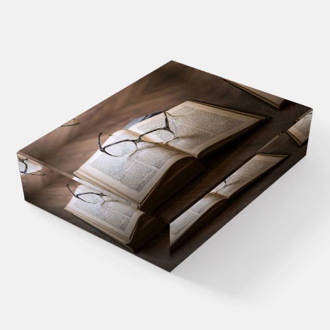 Very Cool Vintage Book and Reading Glasses Paperweight (Angled)