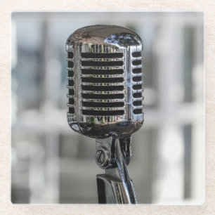 Very Cool Vintage Retro Style Microphone Glass Coaster