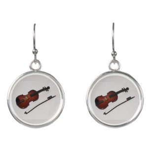 Very Cool Violin Round Earrings