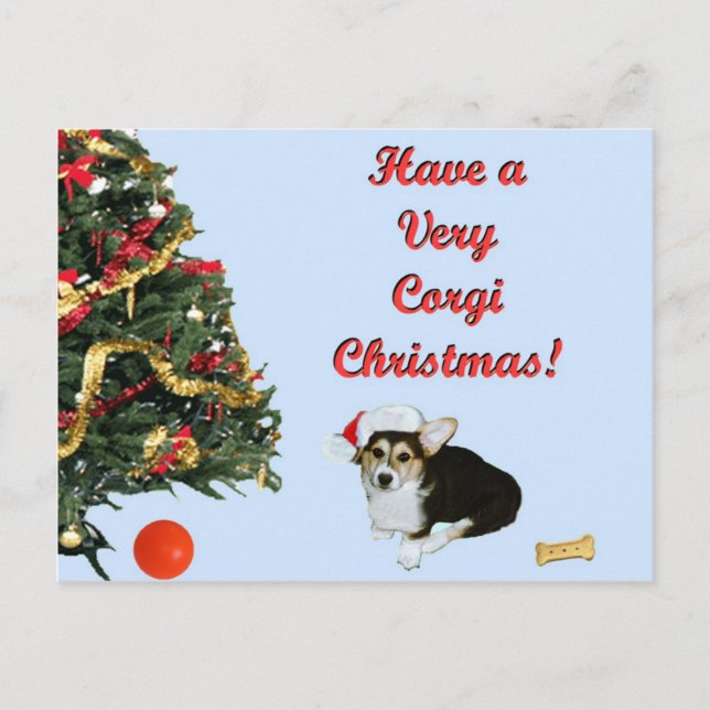 Very Corgi Christmas Gimli Blue Postcard (Front)