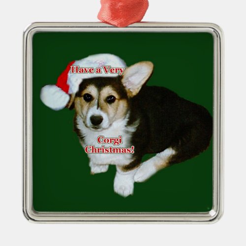 Very Corgi Christmas_ Gimli Pup Premium Square Orn Metal Ornament