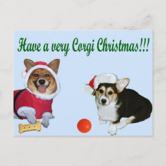 Very Corgi Christmas M & G Blue Postcard