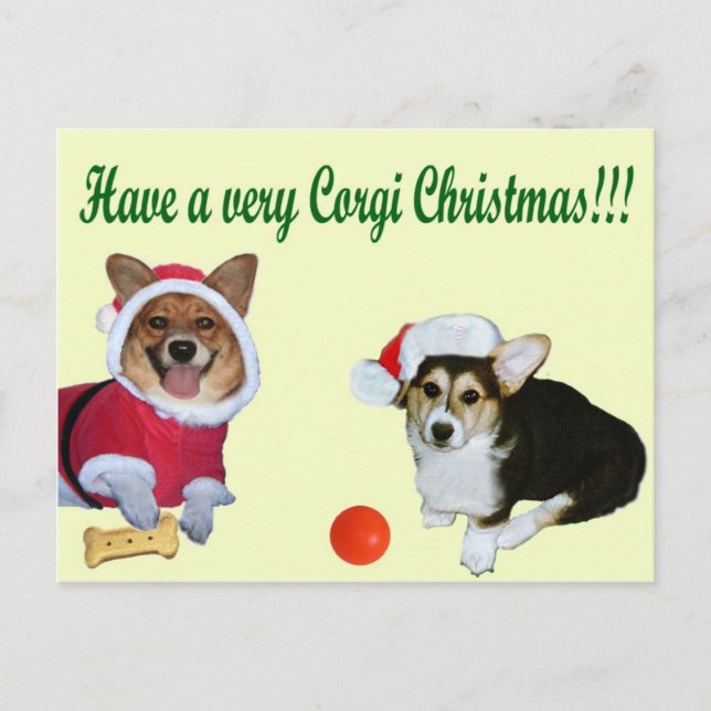 Very Corgi Christmas M & G Yellow Postcard (Front)