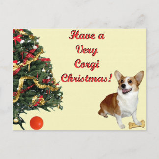 Very Corgi Christmas Smiling Dott Yellow Postcard