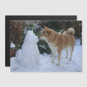 very cute akita kissing snowman akita dog (Front/Back)