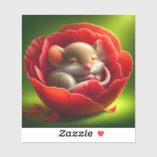 Very Cute Baby Mouse Sleeping Sticker