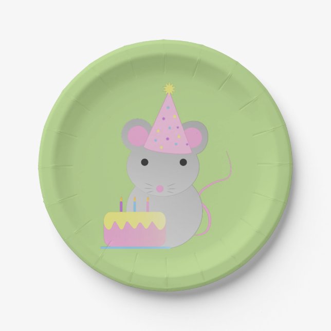 Very Cute Birthday Party Mouse Paper Plates (Front)
