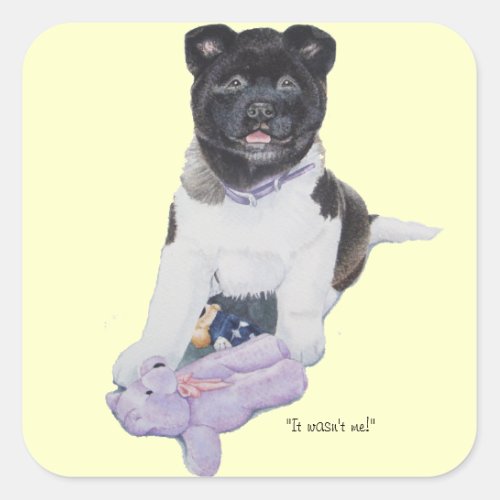 very cute black and white puppy dog  square sticker