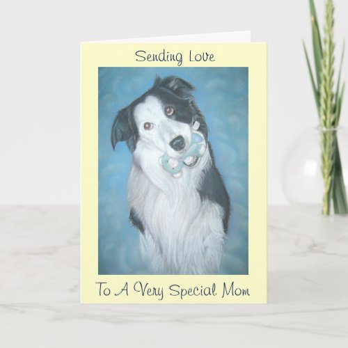 very cute border collie dog with verse for mom thank you card
