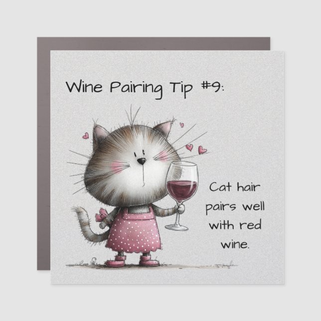 Very Cute Cat With Wine Magnet (Front)