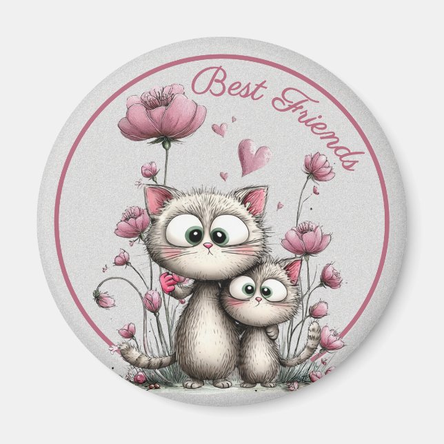 Very Cute Cats Best Friends Magnet (Front)