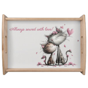 Very Cute Cats with Love Serving Tray
