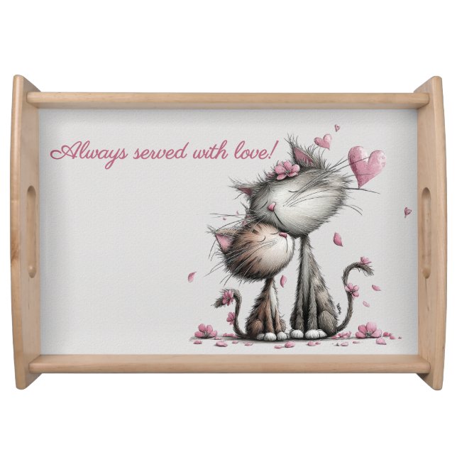 Very Cute Cats with Love Serving Tray (Front)