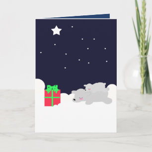 VERY CUTE Christmas Card Polar bears and stars