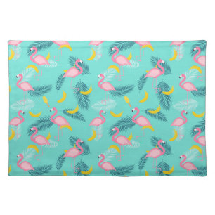 Very Cute & Colorful Drawings of Pink Flamingos Cloth Placemat