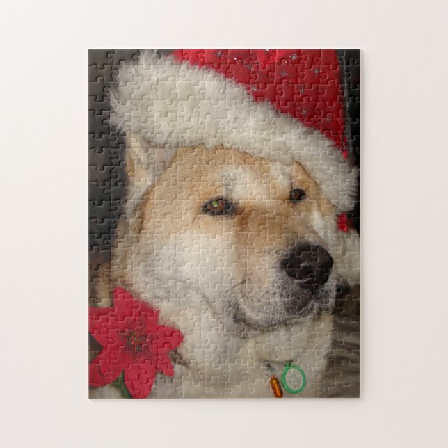 very cute dog dressed up for christmas jigsaw puzzle (Vertical)