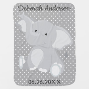 Very Cute Elephant Polka Dot Baby Blanket