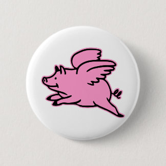Very Cute Flying Pink Pig Pinback Button