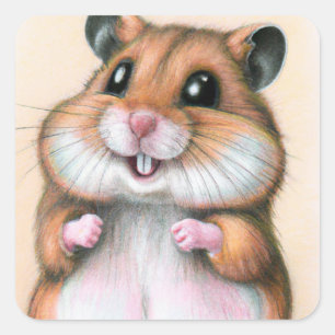 Very Cute Hamster Square Sticker