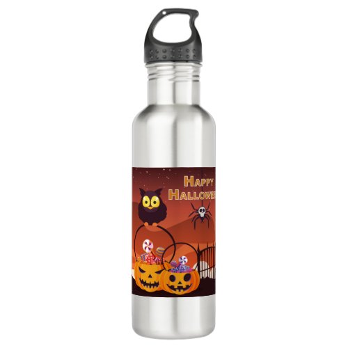 Very Cute Happy Halloween Design Stainless Steel Water Bottle