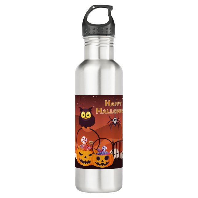 Very Cute Happy Halloween Design Stainless Steel Water Bottle (Front)