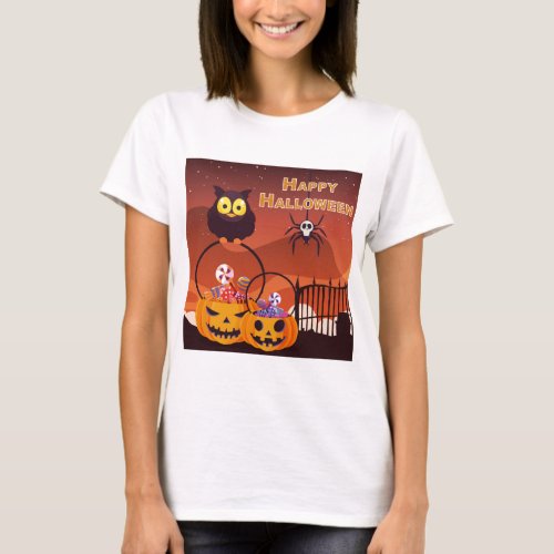 Very Cute Happy Halloween Design T_Shirt