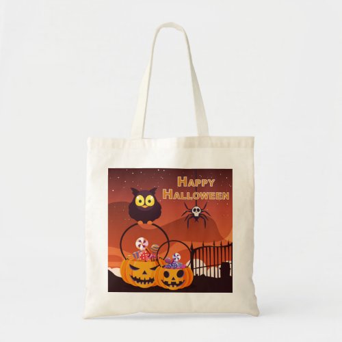 Very Cute Happy Halloween Design Tote Bag