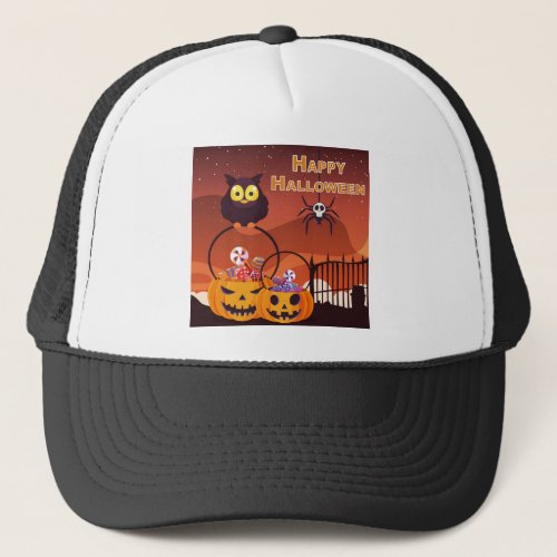 Very Cute Happy Halloween Design Trucker Hat