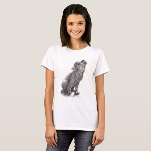 Very Cute Howling Dog Wolf T_Shirt