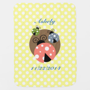 Very Cute Ladybugs and Polka Dot Pattern Monogram Swaddle Blanket