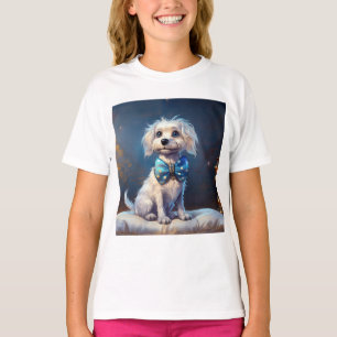 Very Cute Lil Doggie With Blue Bow Tie T-Shirt