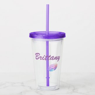 Very Cute Lipstick Print Acrylic Tumbler
