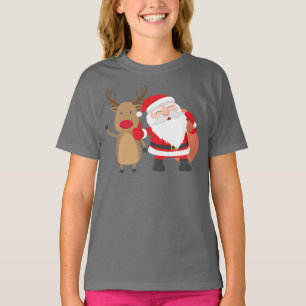 Very Cute Santa Claus and Reindeer   Shirt