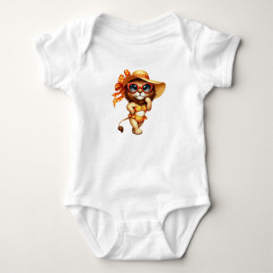 Very Cute Summer Lion Baby Bodysuit