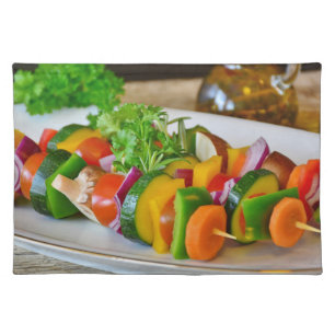 Very Cute Vegetable Skewers-Lots of Veggies Cloth Placemat