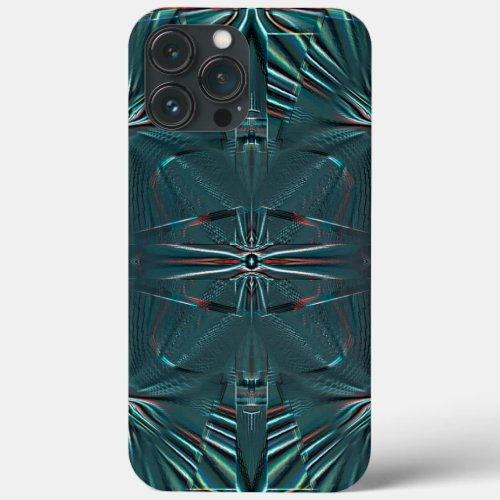 Very dark cyan abstract shapes in dotted texture   iPhone 13 pro max case