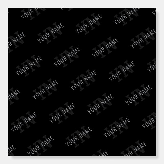 Very Dark Gray & Black Monogram Name Pattern Foam Board (Front)