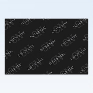 Very Dark Gray & Black Monogram Name Pattern Food Label