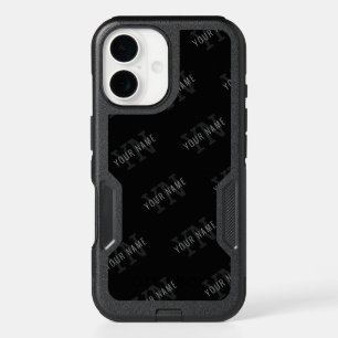 Very Dark Gray & Black Monogram Name Pattern iPhone 16 Case